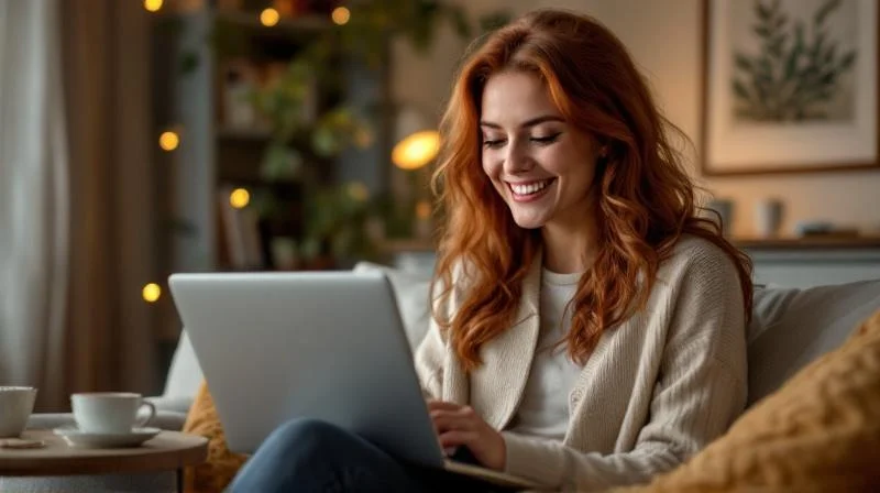 Berufstätige Frau lernt abends online für den Wirtschaftsfachwirt in Erlangen